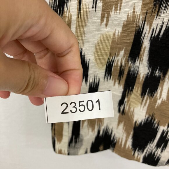 Silk Land size 1X Brown Black Abstract Silk 3/4 Sleeve Button Long Jacket - Picture 11 of 11